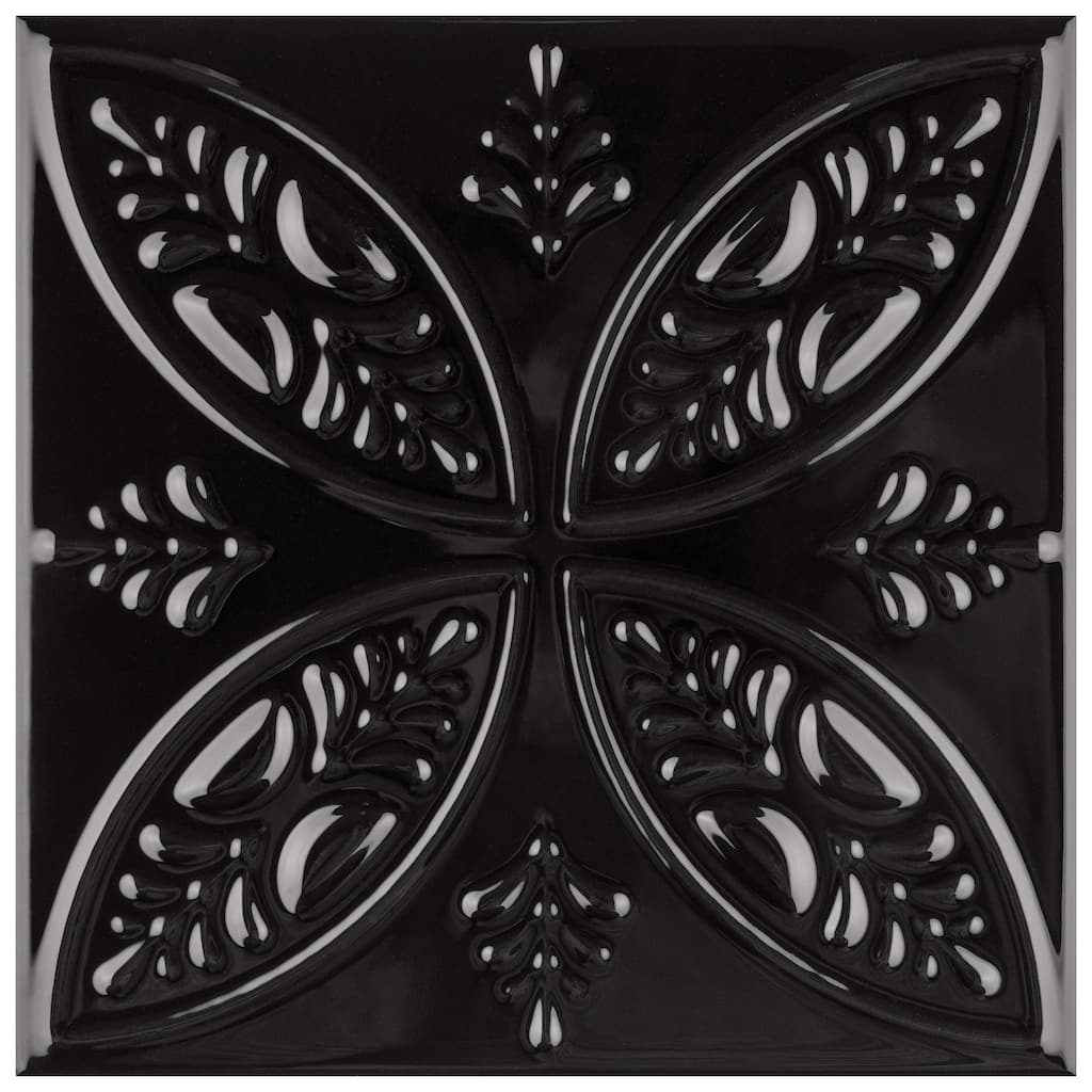 Merola Tile Trend Black 8" x 8" Ceramic Wall Tile