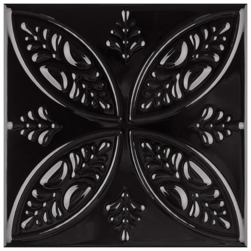 Merola Tile Trend Black 8" x 8" Ceramic Wall Tile