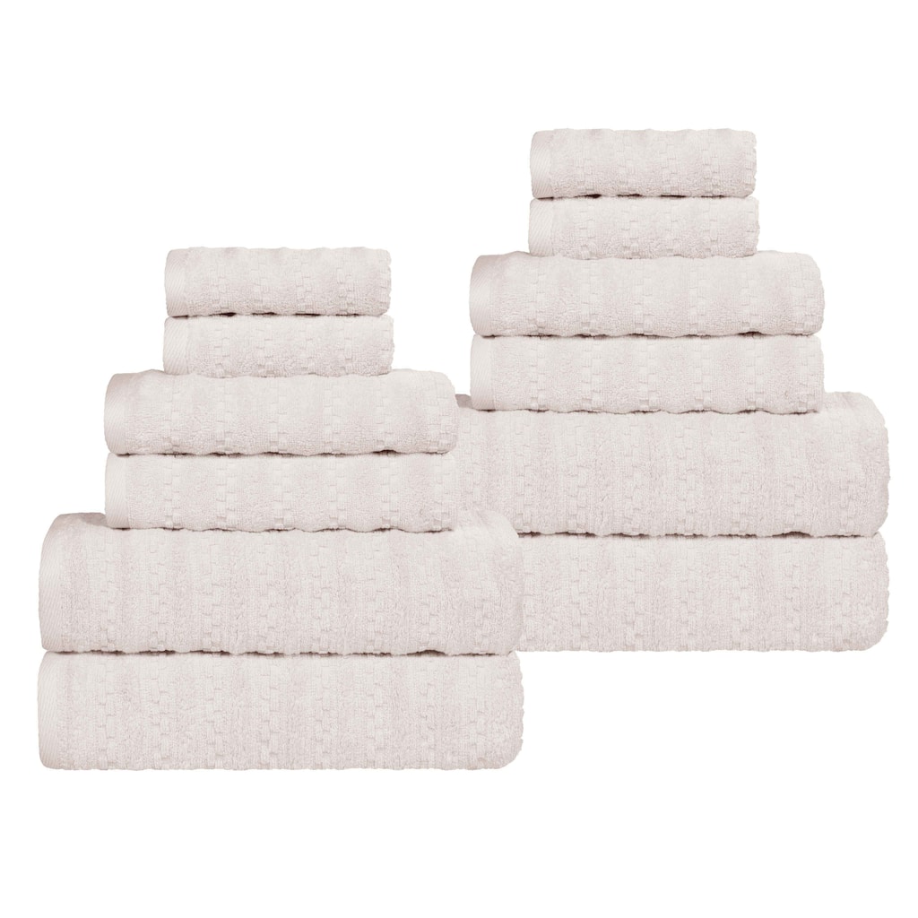 Blue Nile Mills Cotton Medium Weight Soft Absorbent 12 Piece Towel Set