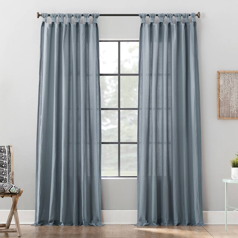 Archaeo Washed Cotton Twist Tab Curtain, Single Panel - 52" x 95" - Storm Blue