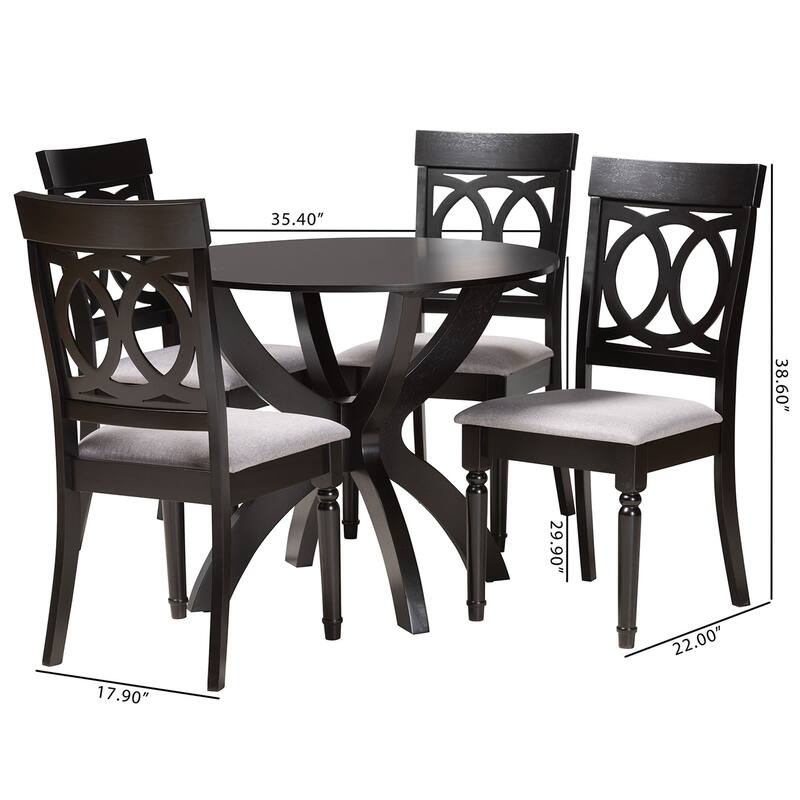 Velia Modern Fabric and Dark Brown Finished Wood 5-Piece Dining Set