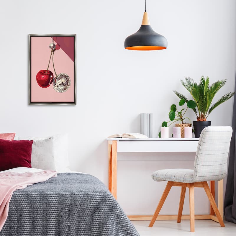 Stupell Dazzling Disco Cherries Framed Floater Canvas Wall Art Design By LSR Design Studio
