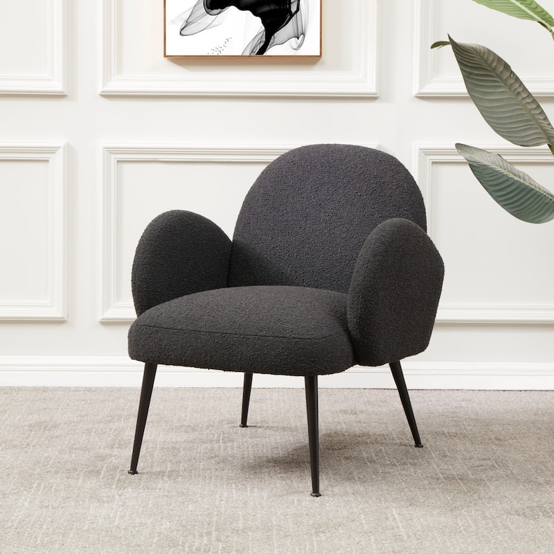 SAFAVIEH Couture Hinnerike Boucle Accent Chair - 27 In W x 32 In D x 31 In H - 27Wx32Dx31H