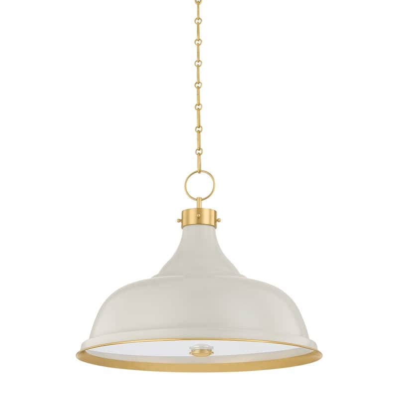 Hudson Valley Lighting MDS300L Painted No. 1 4 Light 24" Wide Pendant - Aged Brass / Off-White