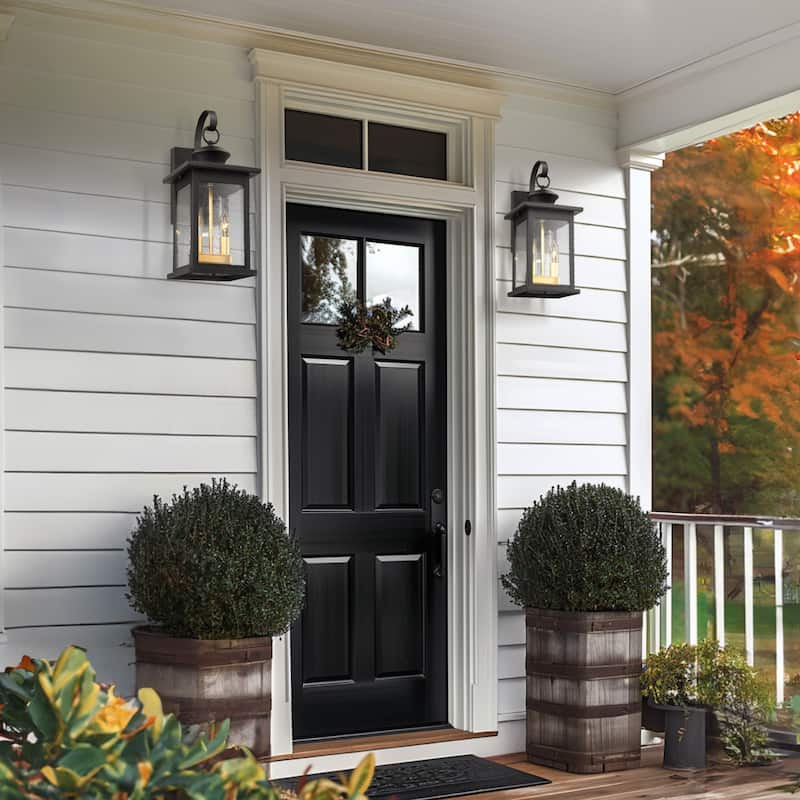 2-light Outdoor Wall Sconce Exterior Light With Seeded Glass - 7.8 x 8.9 x 17.7 inches