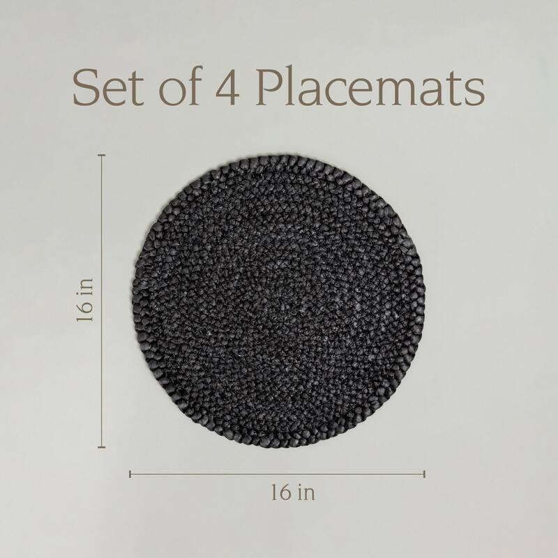Over&back Natural Round Woven Placemats - Set of 4