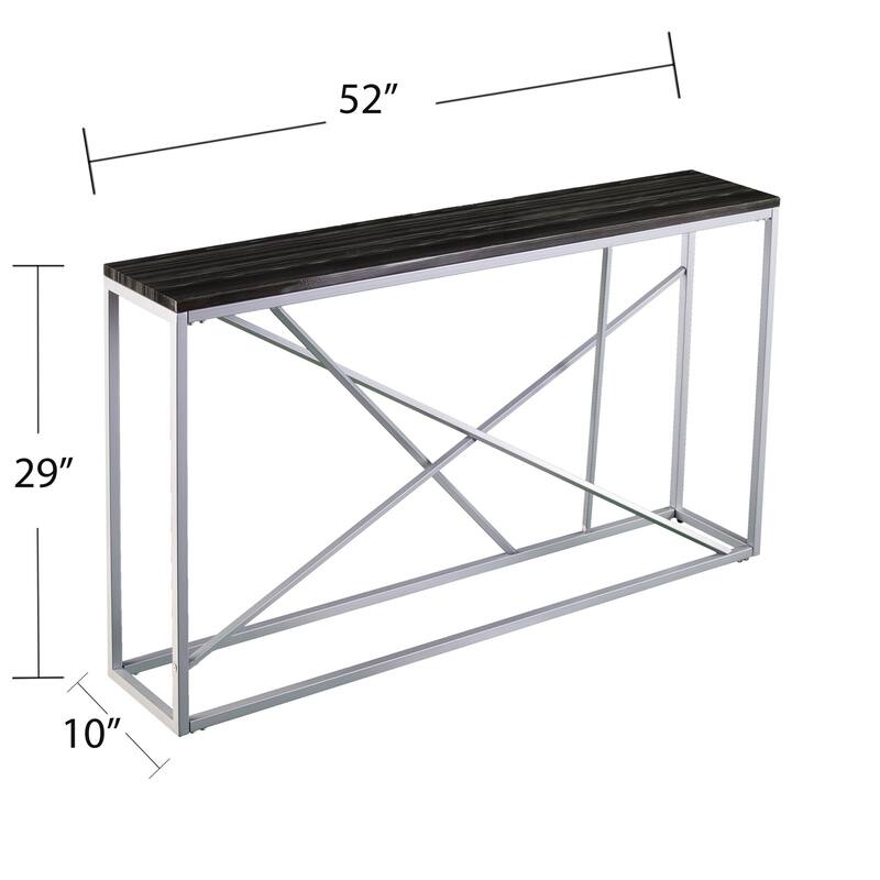 Faux Marble Rectangular Console Table with Gold - 52” L x 10” W x 29” H