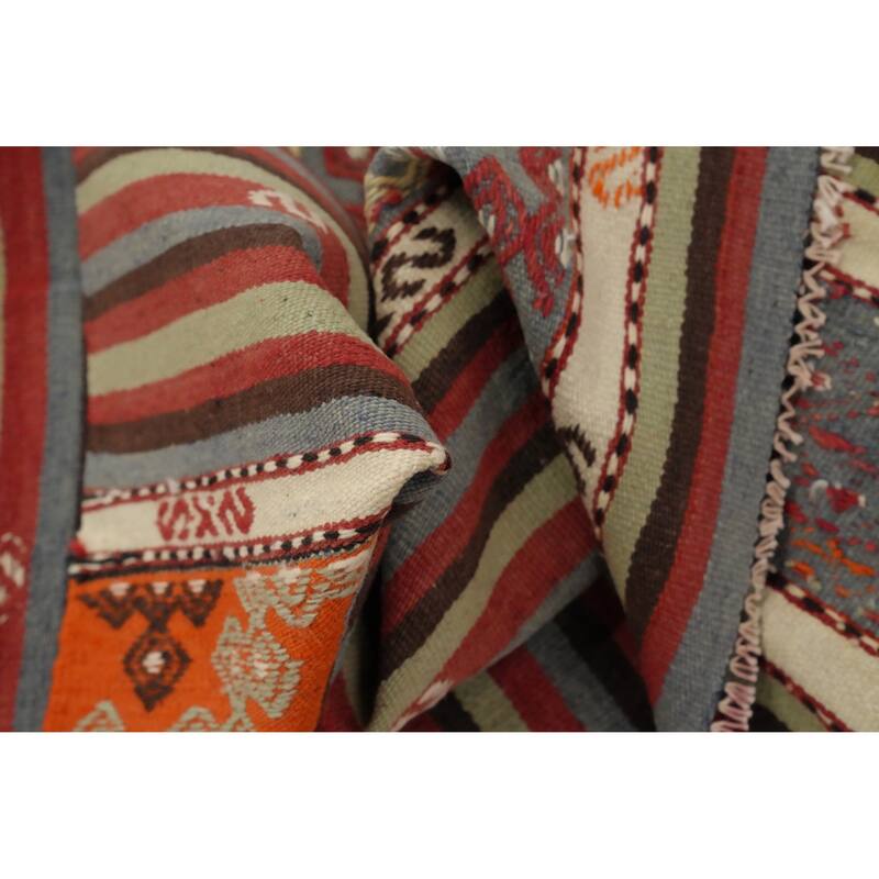 Hand Woven Oriental 100% Wool Carpet Southwestern Tribal Multi-Colored Kilim Area Rug - 8' 5'' X 5' 4''