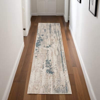 Power Loomed Abstract Modern Non Skid Stain Resistant Area Rug - 90' X '26' X '0.5