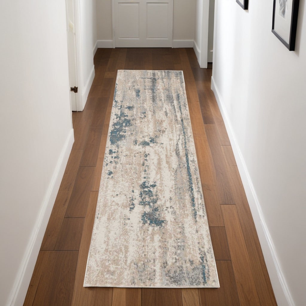 Power Loomed Abstract Modern Non Skid Stain Resistant Area Rug - 90' X '26' X '0.5