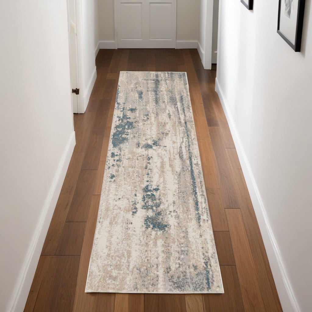 Power Loomed Abstract Modern Non Skid Stain Resistant Area Rug - 90' X '26' X '0.5