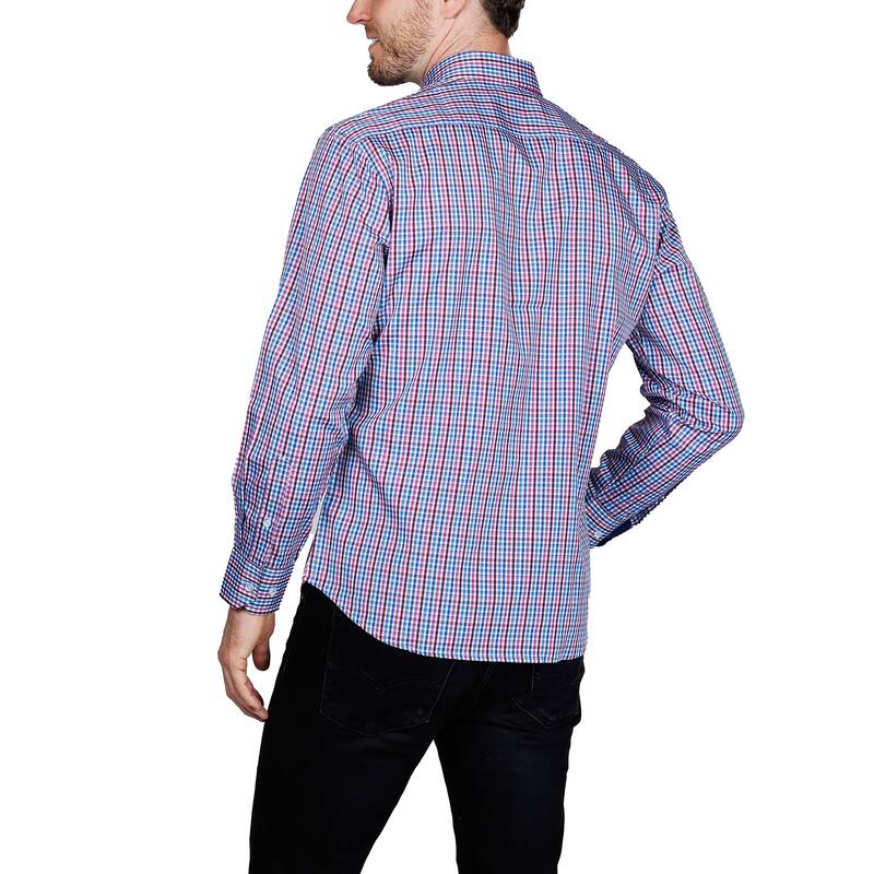 Tailorbyrd Men's Check Print Performance Button-Down Shirt
