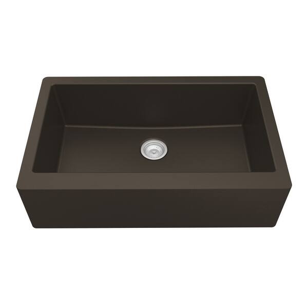 slide 2 of 59, Karran Farmhouse/ Apron-front Quartz Single Bowl Kitchen Sink Brown