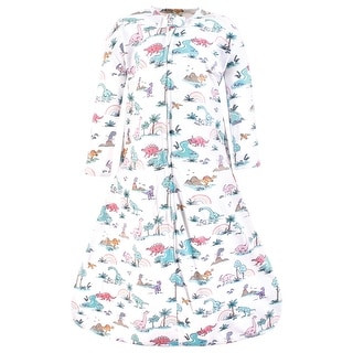 Hudson Baby Infant Girl Long Sleeve Cotton Jersey Sleeping Bag, Sack, Blanket, Pink Dinosaur Adventures