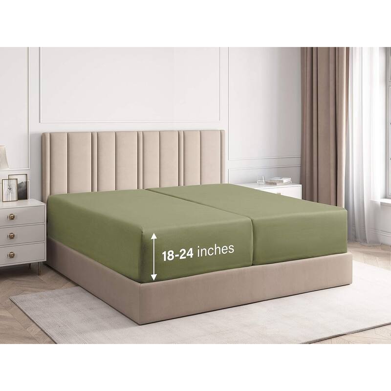 CGK Linens Microfiber Extra Deep Pocket 18" - 24" Inch Fitted Sheet