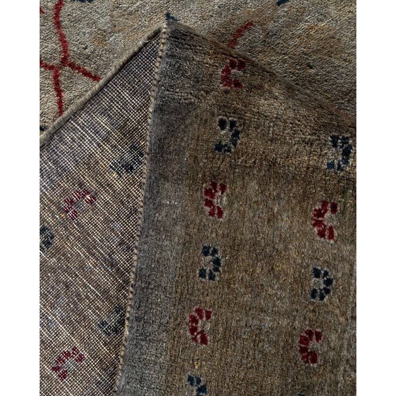 Overton Hand Knotted Wool Vintage Inspired Modern Contemporary Overdyed Gray Area Rug - 9' 1" x 12' 1"