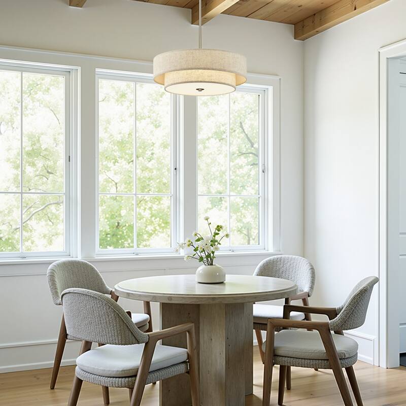 CO-Z 18 in 4-Light Dimmable Semi Flush Mount Fabric Ceiling Light Pendant - 18"