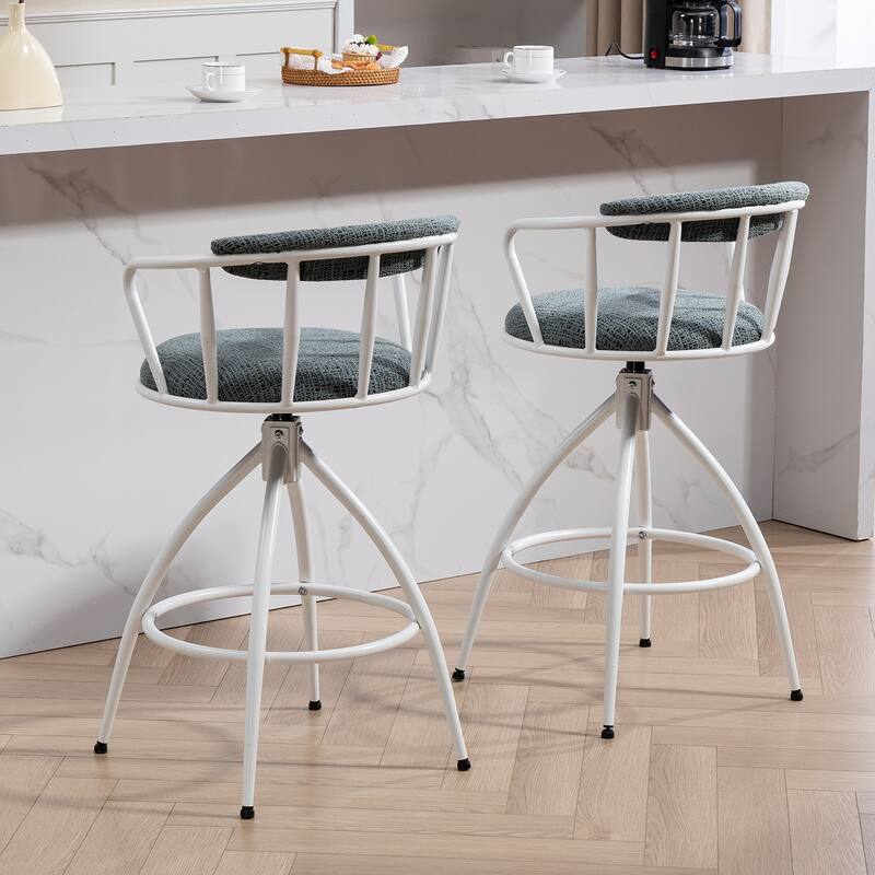 Swivel Counter Height Bar Stool Set of 2, Kitchen Island Chairs with Backrest, Upholstered Dining Chairs with Footrest