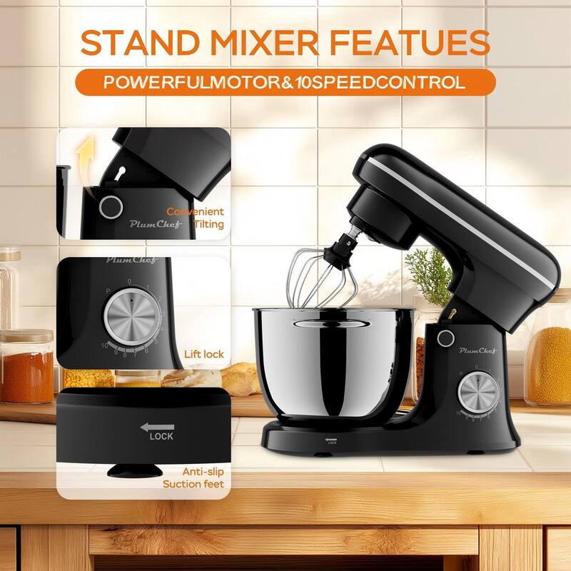 5L+4.5L Electric Food Mixer with timing, 12 Speeds Portable Lightweight Kitchen Mixer for Daily Use