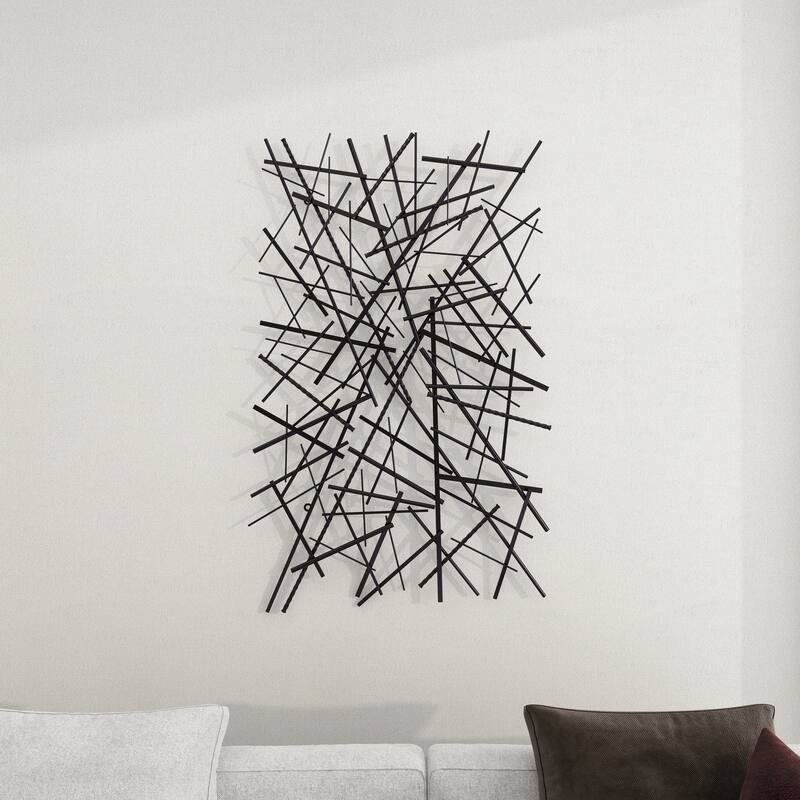 Metal Geometric Overlapping Lines Home Wall Decor - Dark Gray - Roche River Decor