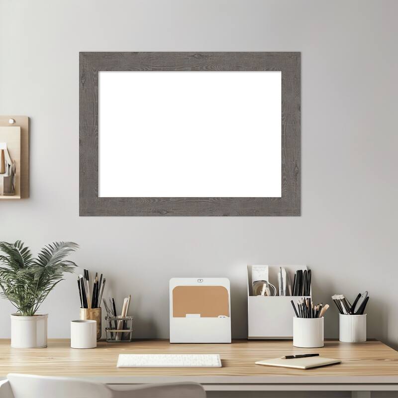 Amanti Art Rustic Plank Espresso Narrow Framed Dry Erase Magnetic Board