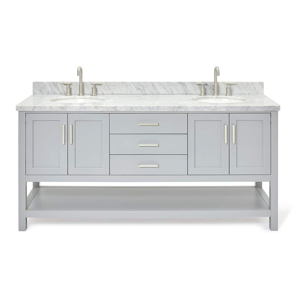 Ariel S073DCWOVO Magnolia 72" Free Standing Double Basin Vanity Set