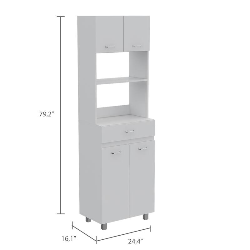 Double Door Microwave Cabinet with Drawer and Shelf - N/A