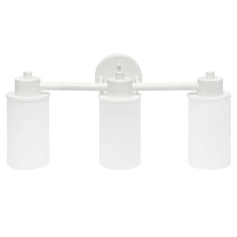 Three Light Metal w Opaque Glass Shade Vanity w Round Back
