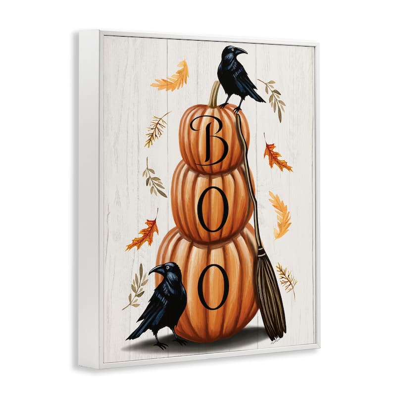 Stupell Boo Crows & Pumpkins Framed Giclee Art Design By Elizabeth Tyndall