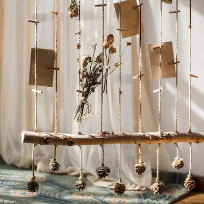 RusticReach Birch Wood Photo Wall Hanger - Beige