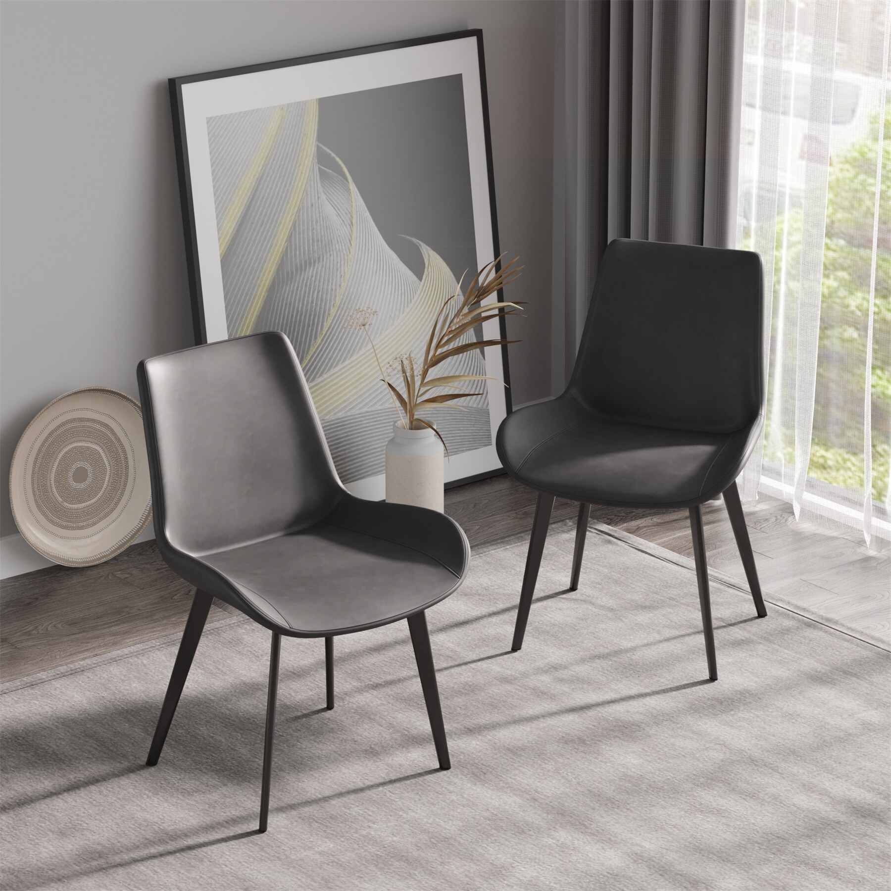 Leather dining chair with metal legs clearance