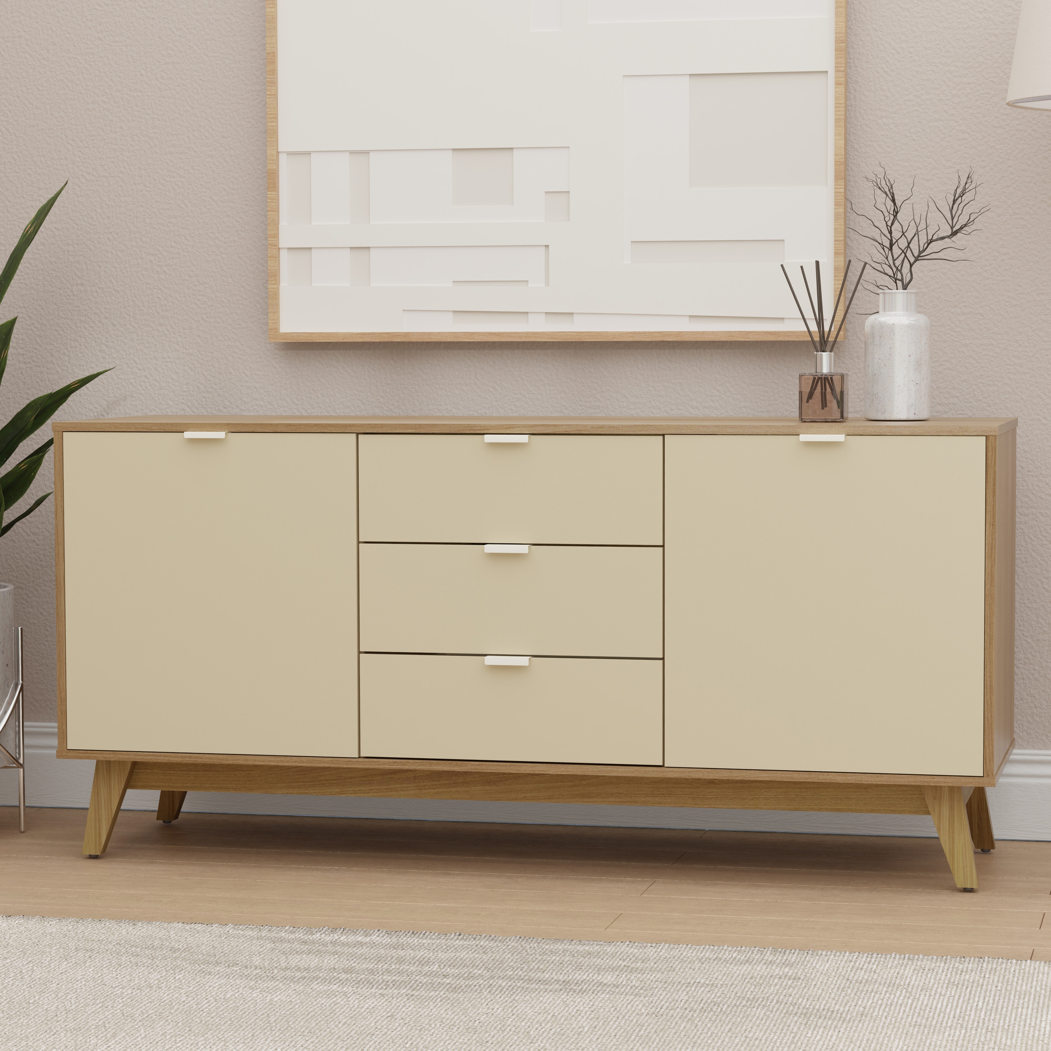 Kappesberg Venice 2-Door 3-Drawer Sideboard – 59.1" W