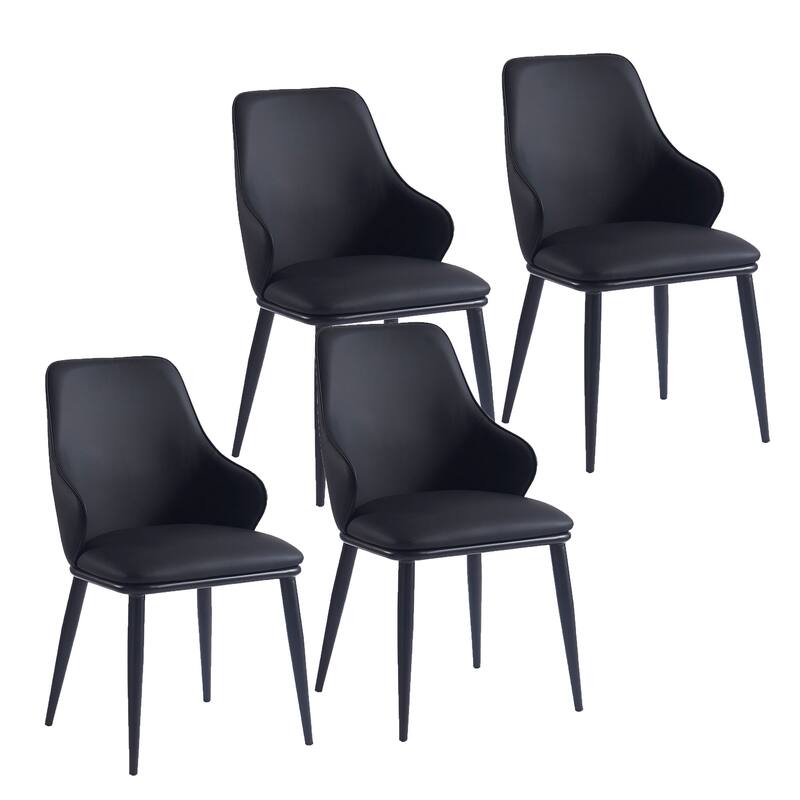 Contemporary Faux Leather and Metal Dining Chair, Set of 4