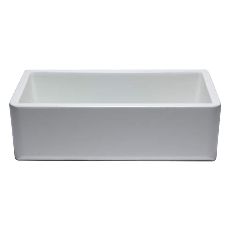 33" White Smooth Apron Solid Thick Wall Fireclay Single Bowl Farm Sink