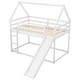 preview thumbnail 5 of 25, Twin Over Twin Bunk Bed with Slide House Shaped Bedframe w/Ladder