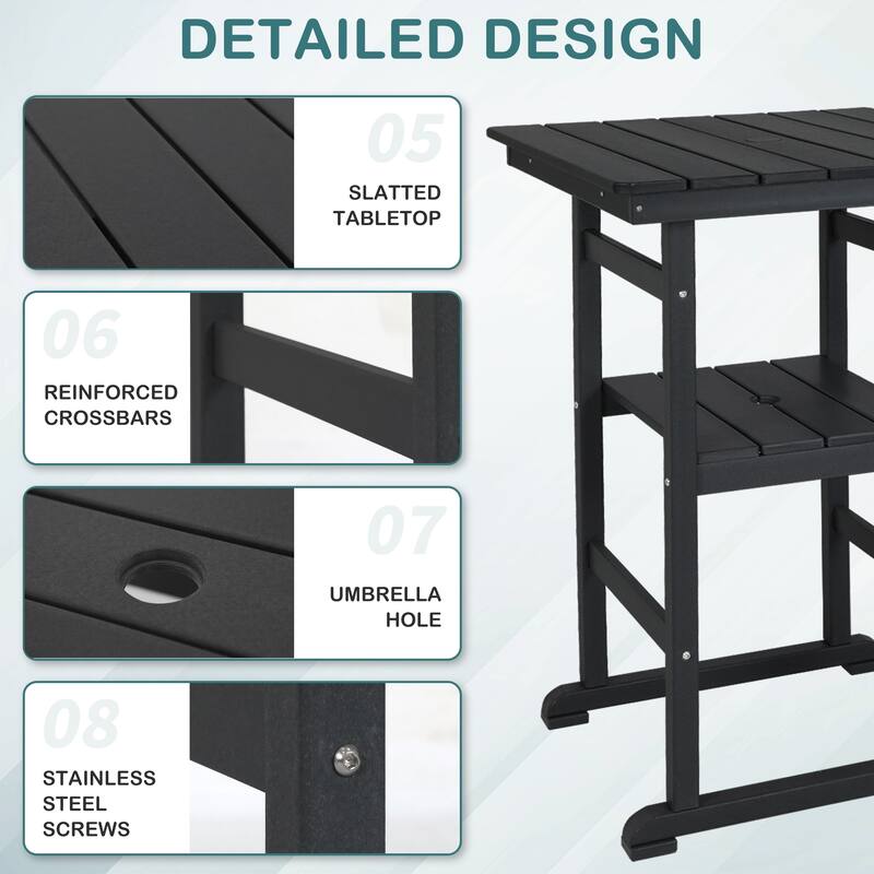 Vrakae 3-Piece Outdoor Height Bar Bistro Set