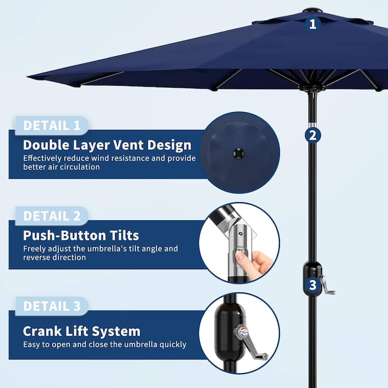 10 FT Patio Umbrella, with Push Button Tilt and Crank