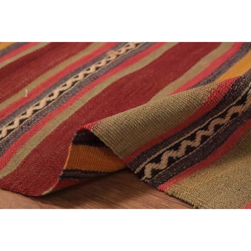Hand Woven Oriental 100% Wool Carpet Southwestern Geometric Oranges & Rust Kilim Area Rug - 7' 5'' X 4' 7''