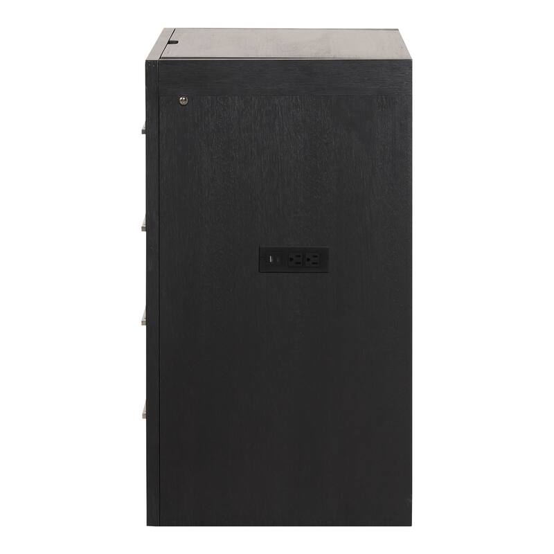 Furniture of America Alaric Modern Black Solid Wood 2-Piece Bedroom Set with 32-inch Makeup Vanity