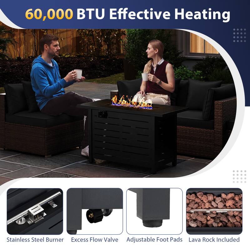 Gymax Set of 5 Patio Furniture Set Heavy-duty Frame Rattan Sofa Set w/