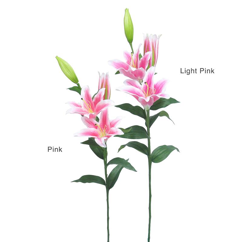 Set of 3 Deluxe Tiger Lily Flower Stem Spray 38in