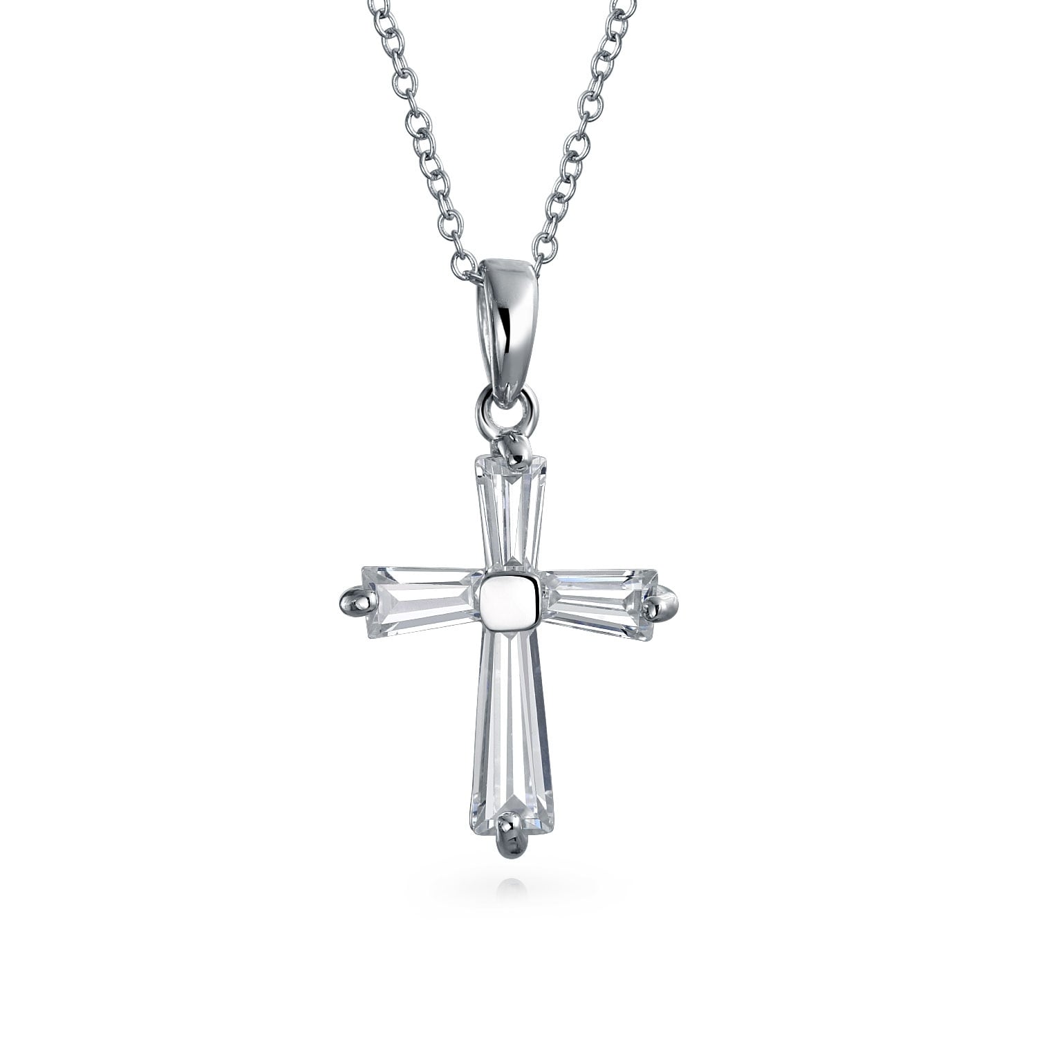 14K Yellow Gold Cubic Zirconia CZ Religious Cross Charm Pendant For Necklace or Chain
