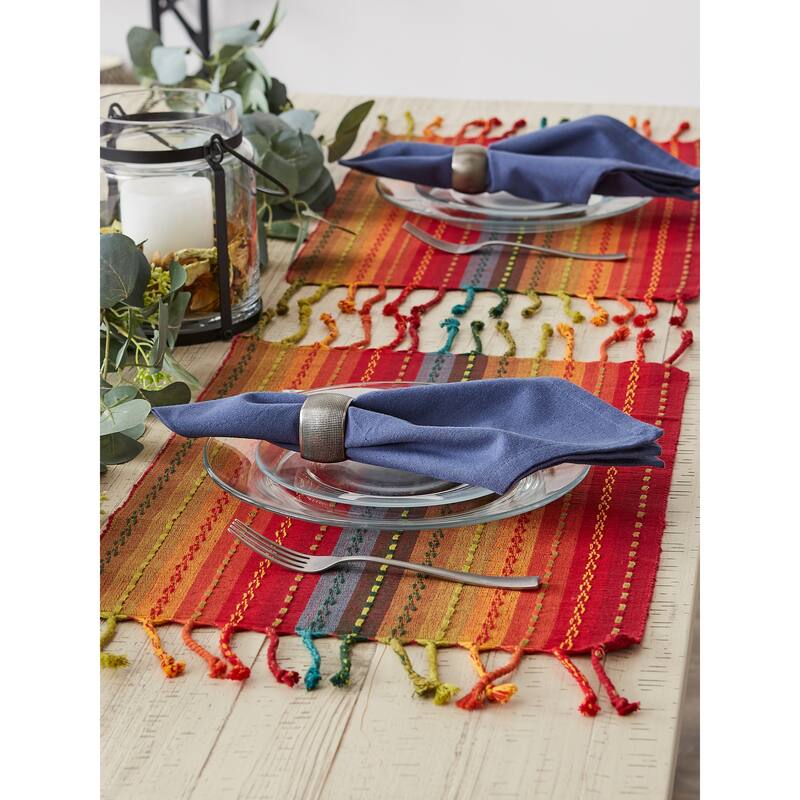 DII Natural Tonal Stripe With Fringe Placemat (Set of 6)