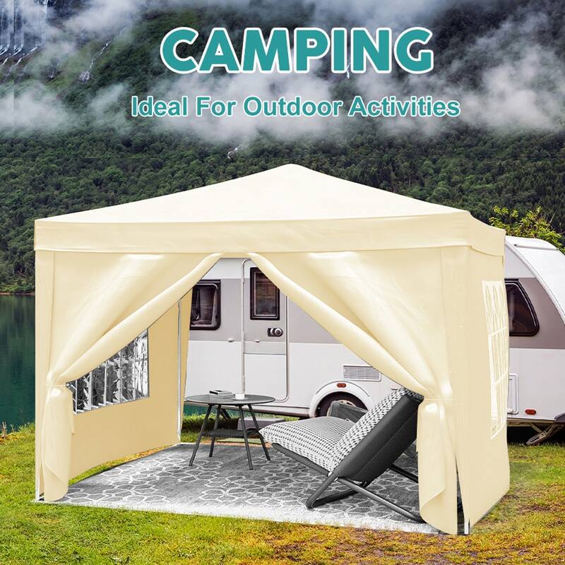 10'x10' Folding Canopy,4 Removable Sidewall Shelter UPF 50,Gazebo Portable Tents,EZ Pop Up Canopy 4pcs Weight Bag,Carry Bag