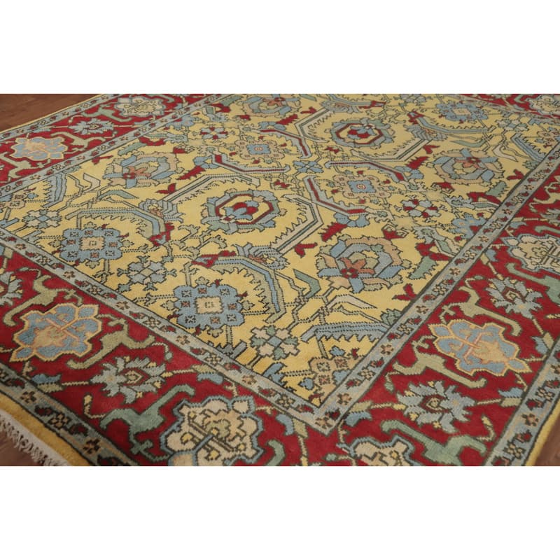 Yellow Heriz Serapi Indian Area Rug Handmade Wool Carpet - 7'11" x 9'9"