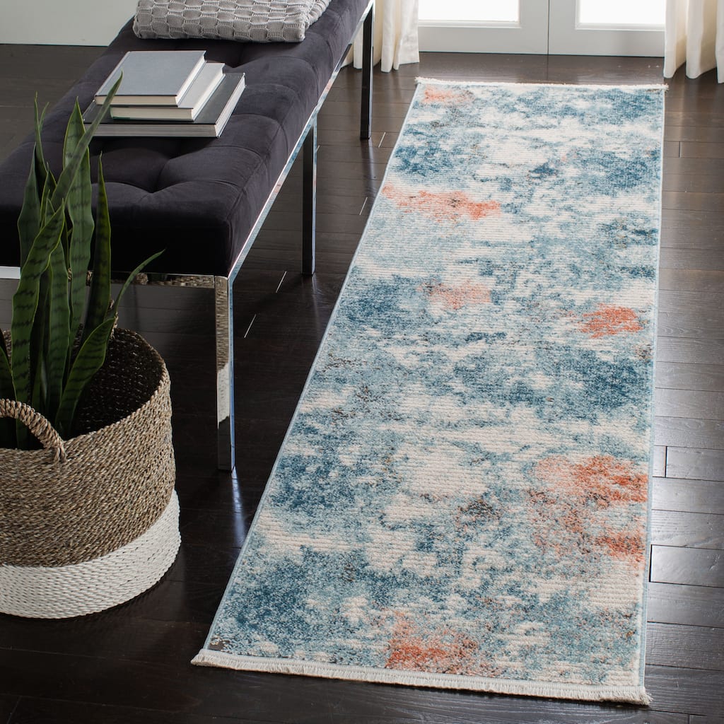 SAFAVIEH Shivan Lanie Modern & Contemporary Abstract Blue/Ivory Rug