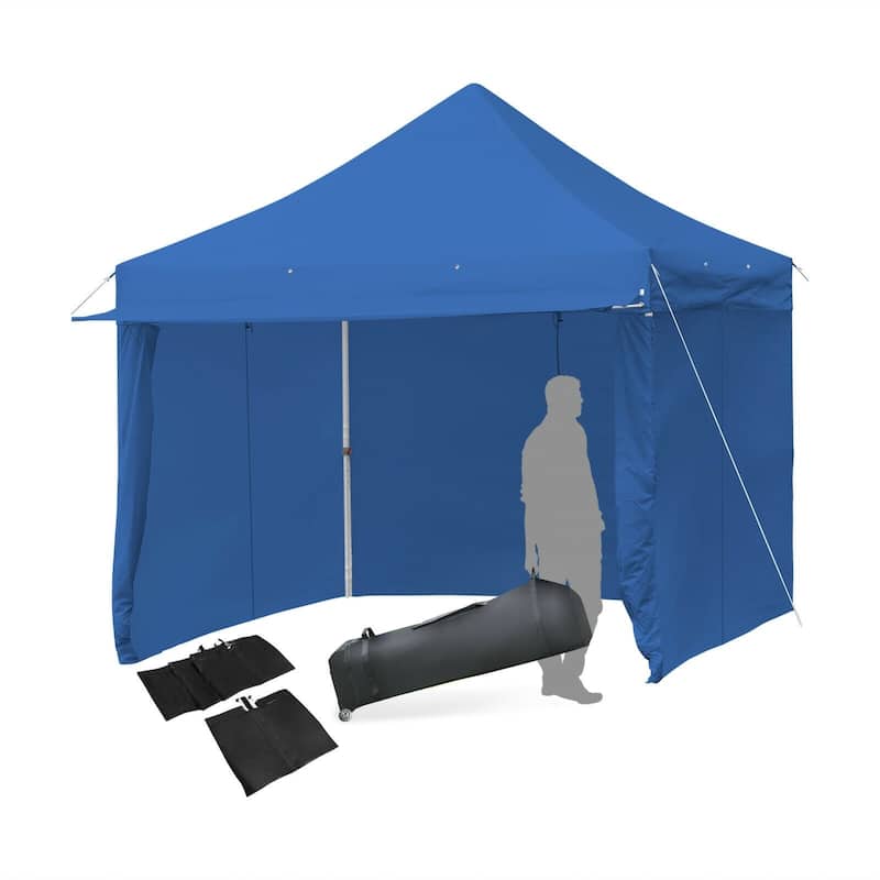 Pop up Gazebo with 4 Height and Adjust Folding Awning - 10' x 10' (L x W x H) - Blue