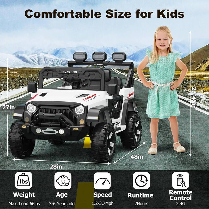 12V Kids Ride On Truck Car with LED, Bluetooth for Best Kids Gift