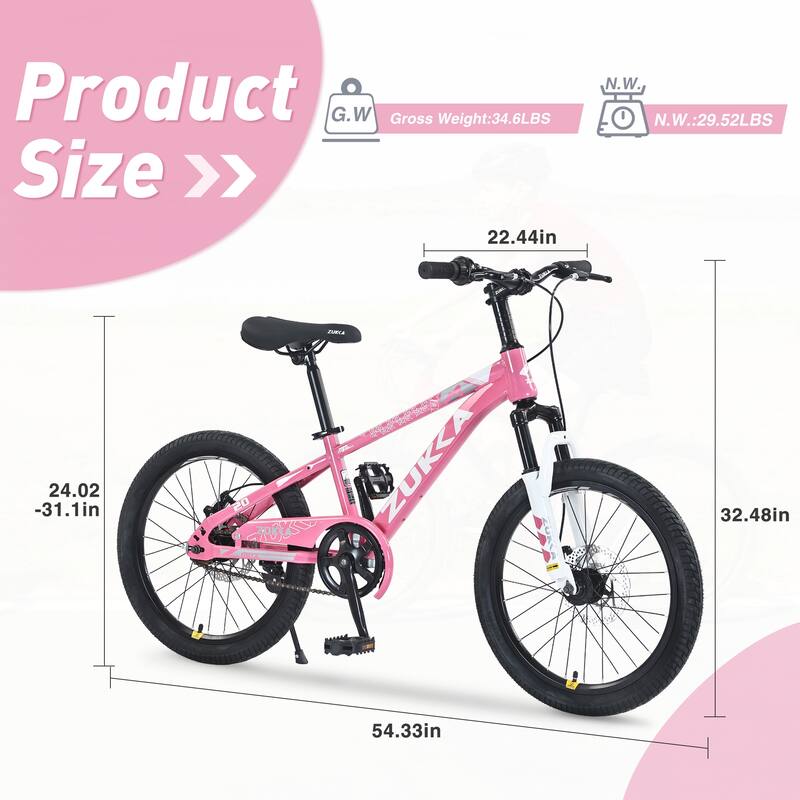 Mountain Cycling Bike 20 Inch Road Bicycle, Steel Single Speed Bikewith Dual Disc Brakes and Suspension Fork for Kids & Teens