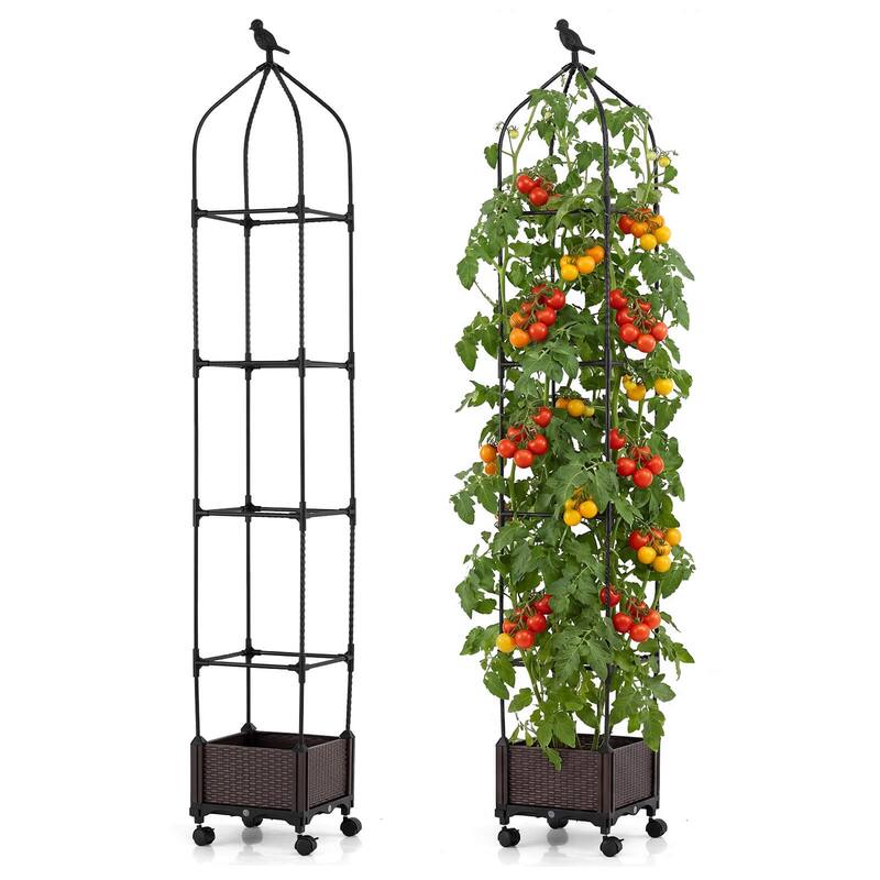 Costway 1/2 PCS Raised Garden Bed Tomato Cage Planter Box with